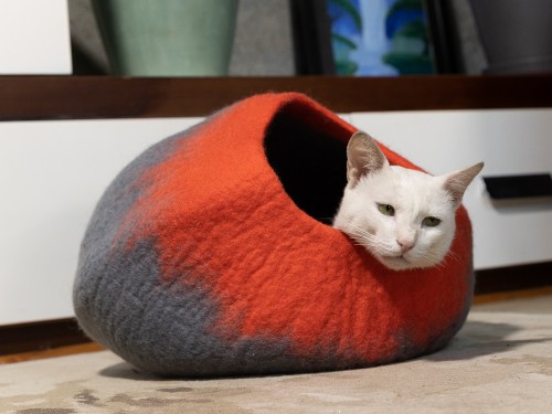 Orange and Grey Felt Gradient Cat Cave