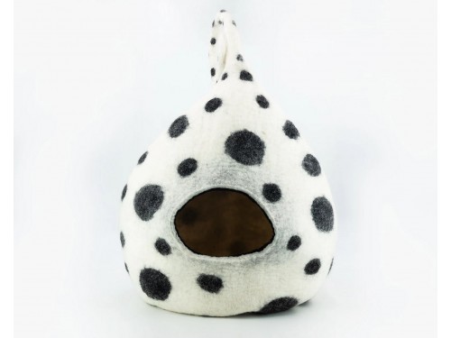 Felt Polka Dotted Cat Cave House with Tail