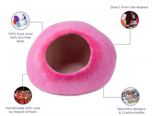 Pink Gradient Wool Felt Cat House
