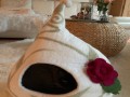 Top Knot Design Felt Cat Bed House