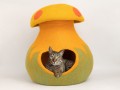 Felt Mushroom Cat Cave with Cat Felt Mushroom Cat Cave with Cat