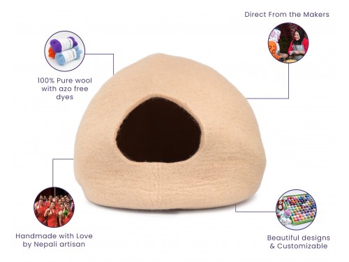 Peach Toned Wool Felt Cat Cave