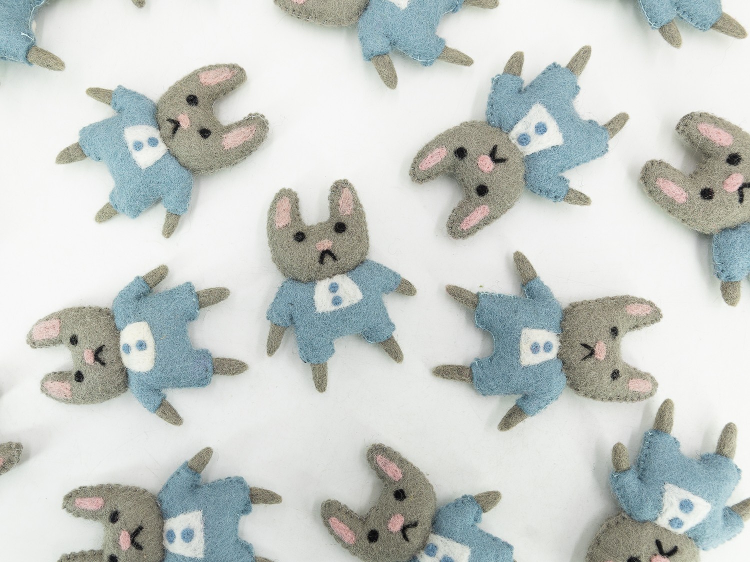 Cute Blue Felt Stitched Easter Bunny