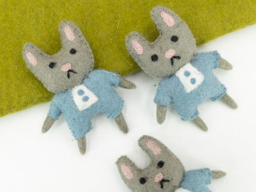 Cute Blue Felt Stitched Easter Bunny