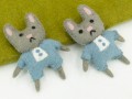 Cute Blue Felt Stitched Easter Bunny