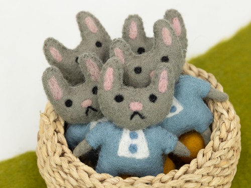 Cute Blue Felt Stitched Easter Bunny