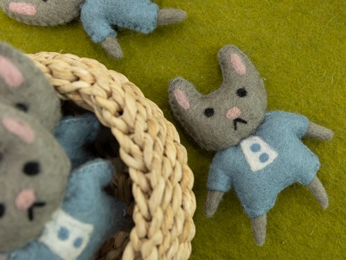 Cute Blue Felt Stitched Easter Bunny