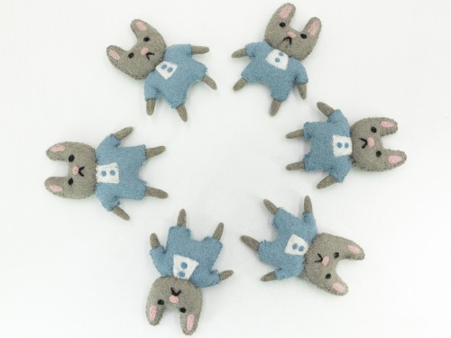 Cute Blue Felt Stitched Easter Bunny