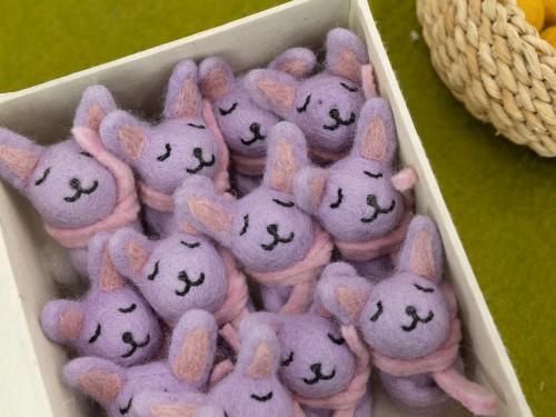 Felt Purple Easter Bunny With Scarf