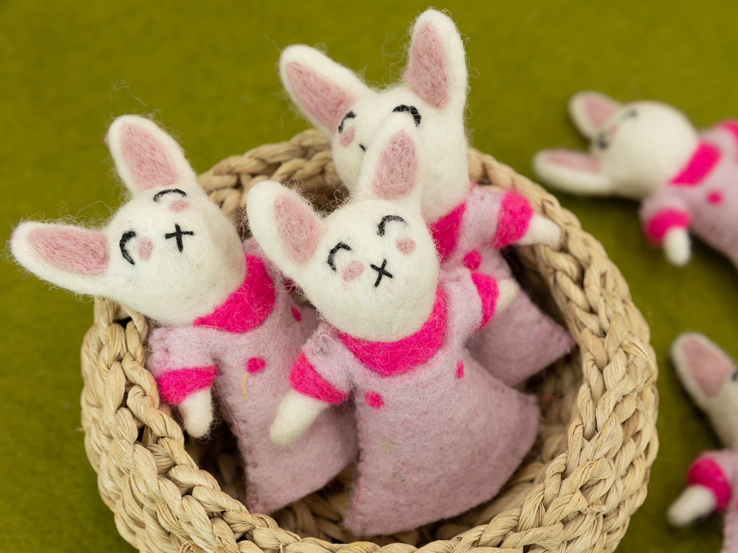 Handcrafted Pink Felt Easter Bunny Ornament