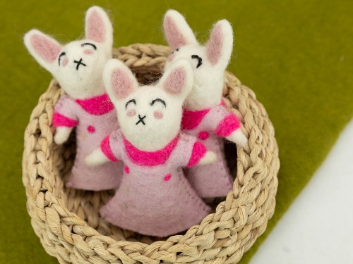 Handcrafted Pink Felt Easter Bunny Ornament