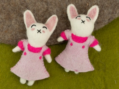 Handcrafted Pink Felt Easter Bunny Ornament