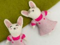 Handcrafted Pink Felt Easter Bunny Ornament