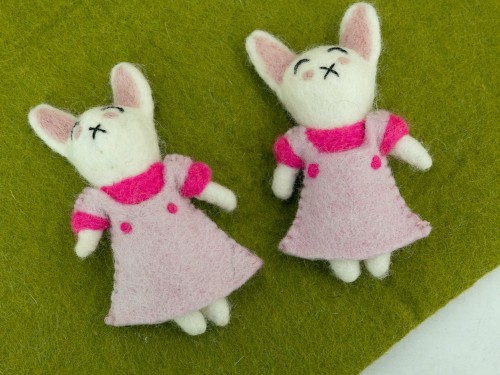 Handcrafted Pink Felt Easter Bunny Ornament