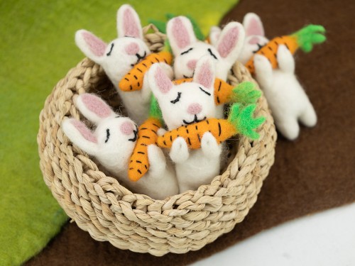 Greedy Felt Easter Bunny Eating Carrot