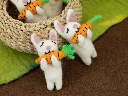Greedy Felt Easter Bunny Eating Carrot