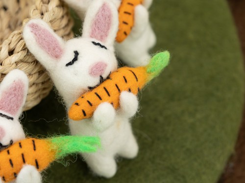 Greedy Felt Easter Bunny Eating Carrot