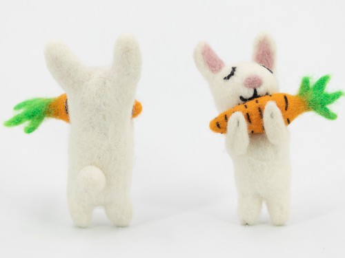 Greedy Felt Easter Bunny Eating Carrot