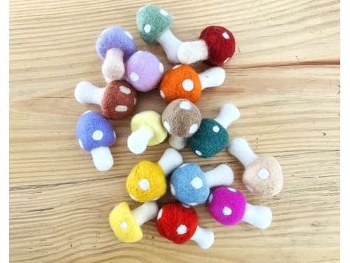5cm Colorful Felt Mushrooms