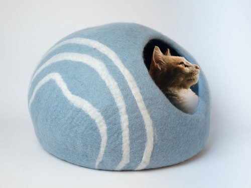 Felt Light Blue Stripe Design Cat Cave