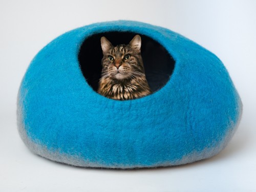 Felt Blue and Grey Gradient Cat Cave