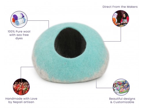 Wool Felt Sky Blue Cat Bed
