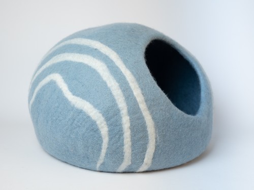 Felt Blue Stripe Design Cat House