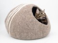 Felt Natural Colored  -  3 Striped Design Cat Cave