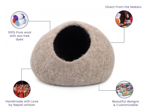 Handmade Wool Felted Cat Cave