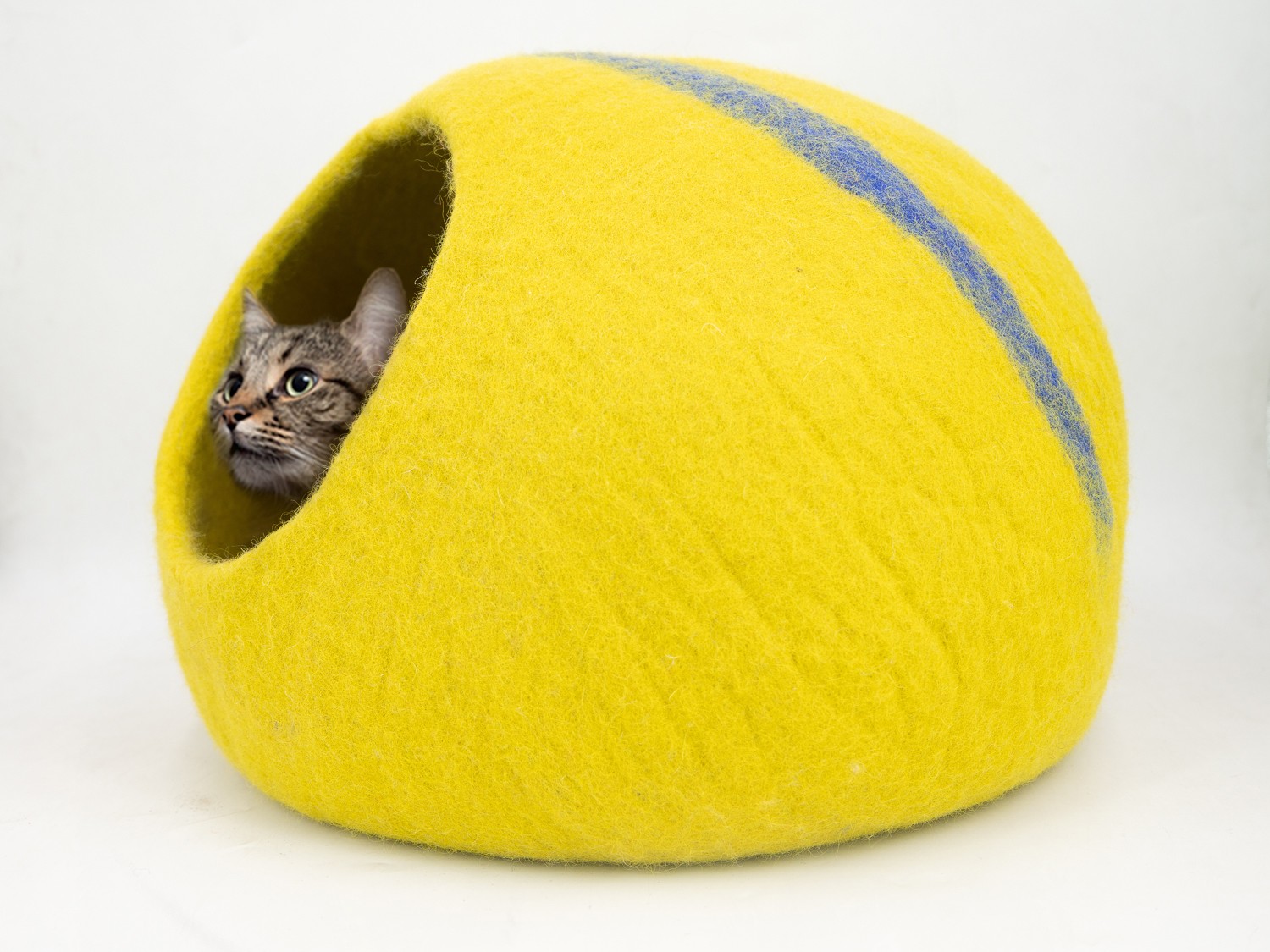 Three Color Striped Cat Cave With Cat