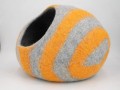 Grey and Orange Striped Felt Cat House