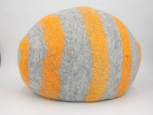 Grey and Orange Striped Felt Cat House