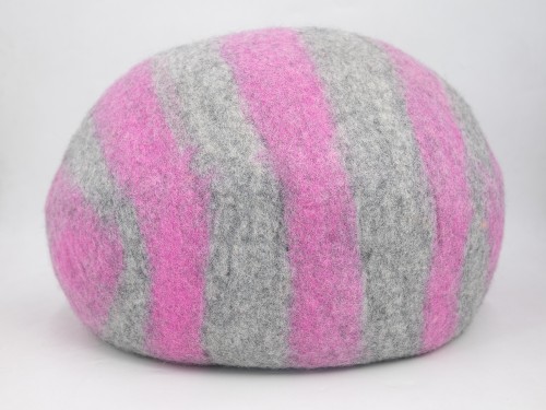 Grey and Orange Striped Felt Cat House