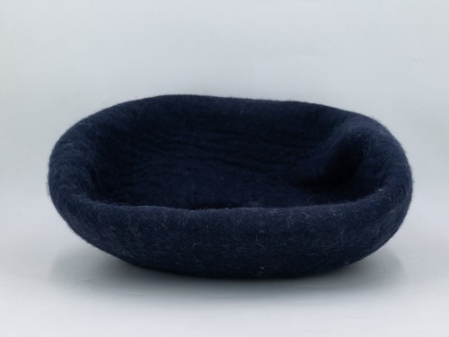 Dark Blue Plain Design Felt Cat House