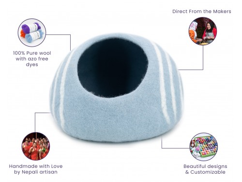 Stripe Design Wool Felt Cat House