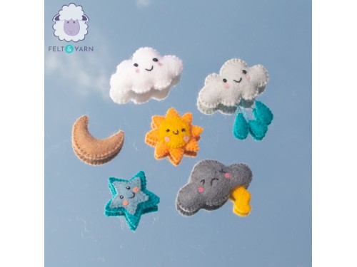 Custom Felt Weather Set (Sun, Star, Moon, Cloud)