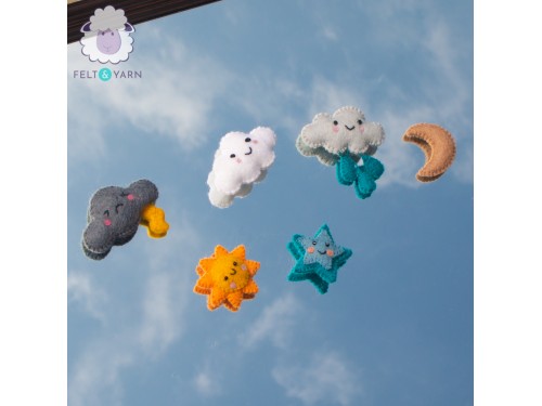 Custom Felt Weather Set (Sun, Star, Moon, Cloud)