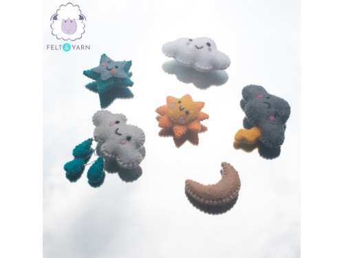 Custom Felt Weather Set (Sun, Star, Moon, Cloud)