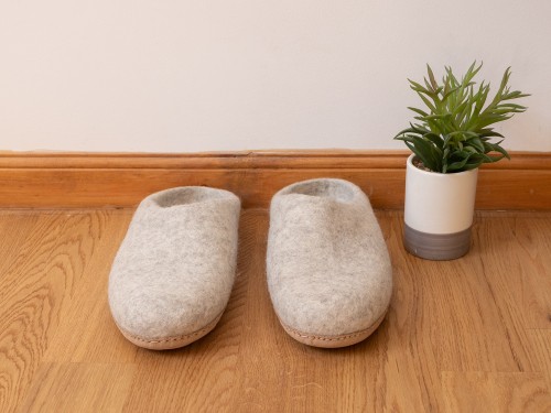 Light Grey Felt Slippers