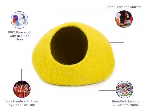 Soft Handmade Wool Felt Cat Cave House