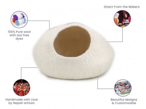 Soft Handmade Wool Felt Cat Cave House