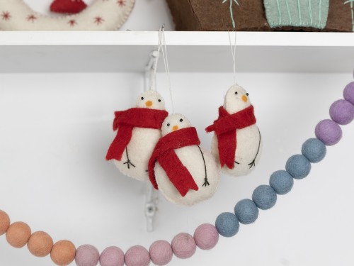 Felted Chick With Red Scarf