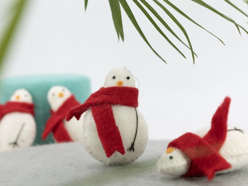 Felted Chick With Red Scarf