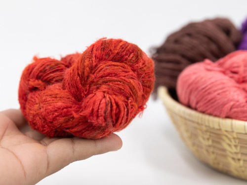 Red Recycled Hank Banana Yarn for Knitting Projects