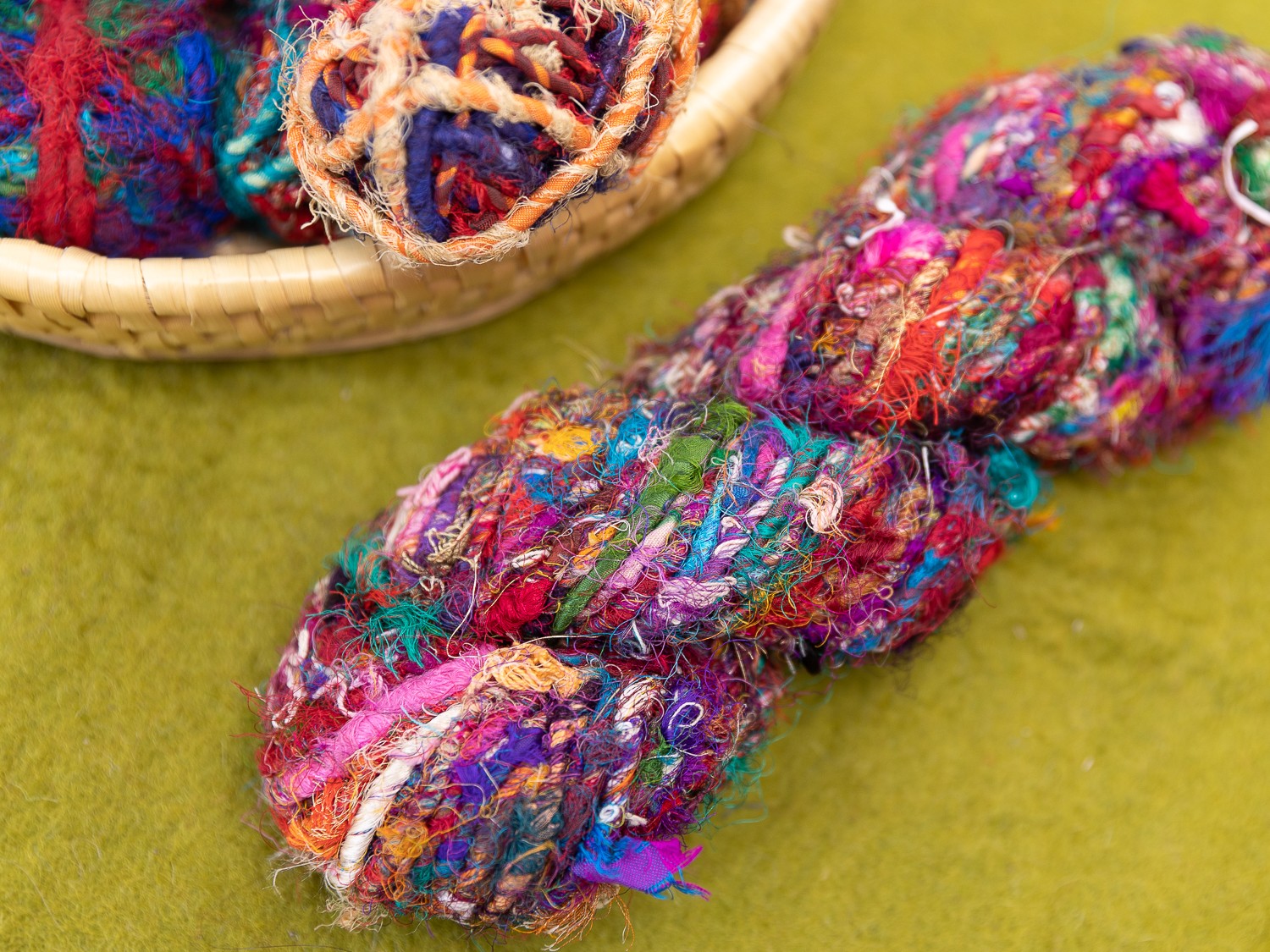 Buy Wholesale India Recycle Sari Silk Ribbon Yarn & Recycle Sari Silk Ribbon  Yarn at USD 2