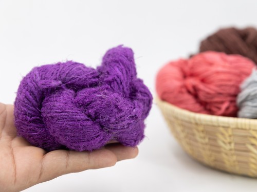 Purple Color Recycled silk yarn Grade B