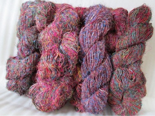 Recycled Silk Yarn grade A Red mix color
