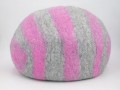 Grey and Pink Striped Felt Cat House