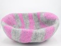 Grey and Pink Striped Felt Cat House