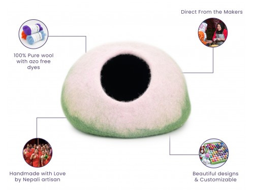 Peach & Green Gradient Felt Cat Cave